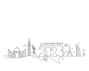 2023 Happy New Year Text Typography Design Poster, template, brochure, decorated, flyer, banner design.
