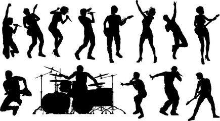 Pop or Rock Band Group Musicians Silhouettes