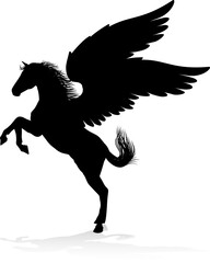 Obraz na płótnie Canvas Pegasus Silhouette Mythological Winged Horse