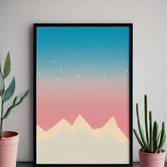 wall art,poster,modern print,,mountains,poster,blush,pink,blue,navy,ivory,beige,gold watercolor