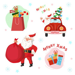 
Christmas collection, Santa Claus, Christmas tree, 50% discount. 
Cute flat style. Banner for Christmas advertising.
