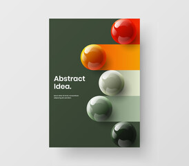 Creative poster design vector concept. Original 3D spheres magazine cover illustration.