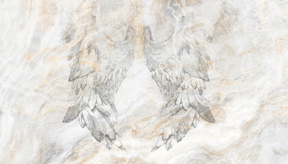 Angel wings - art mural for wallpaper, card, background - obrazy, fototapety, plakaty