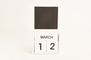 Calendar with date March 12 and place for designers. Illustration for an event of a certain date.