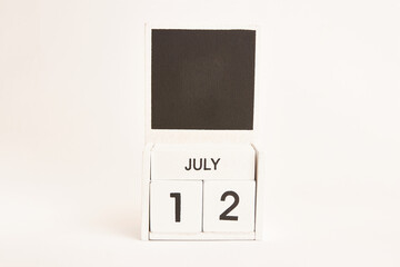 Calendar with the date July 12 and a place for designers. Illustration for an event of a certain date.