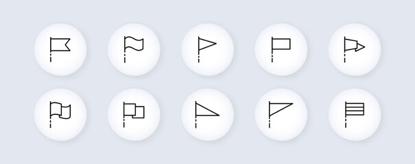 Achievement flags set icon. Achieve, top, goal, aspirations, employee, complete the work plan, schedule, target, mark, pointer. Business concept. Vector line icon for Business and Advertising