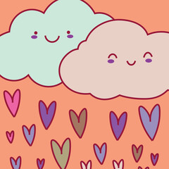 Colorful hand drawn cute card with cloud and rain , vector illustration EPS