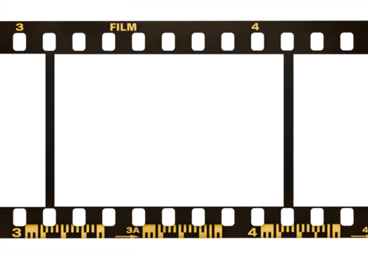 empty 35mm negative film border isolated, nice photo placeholder or overlay.