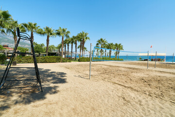 Obraz na płótnie Canvas Beach volleyball court on the sea shore
