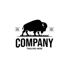 Bison vintage logo vector.