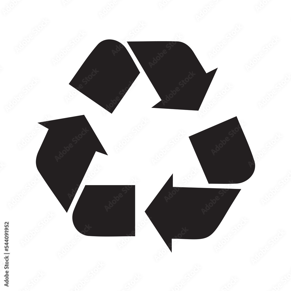 Wall mural black recycle symbol icon