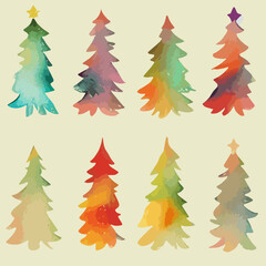 Seamless christmas tree decoration, aquarelle xmas tree endless background pattern. New-year collection