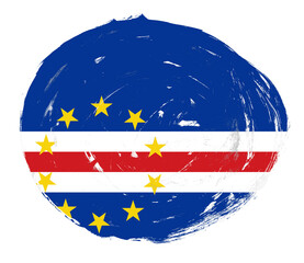 Cabo verde flag painted on a distressed white stroke brush background