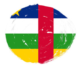 Central african republic flag painted on a distressed white stroke brush background