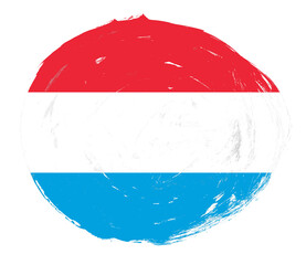 Luxembourg flag painted on a distressed white stroke brush background