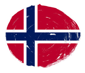 Norway flag painted on a distressed white stroke brush background