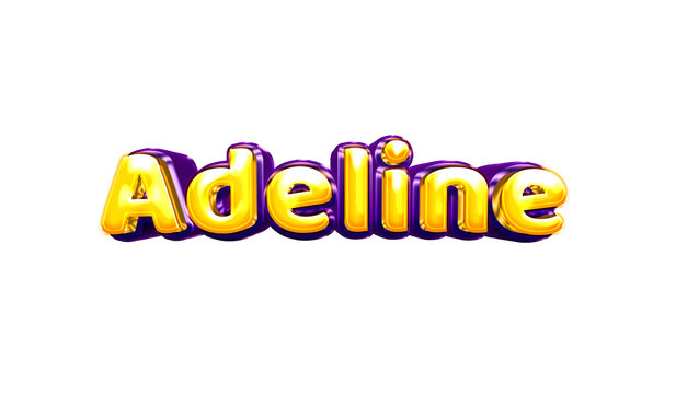 Adeline girls name sticker colorful party balloon birthday helium air shiny yellow purple cutout