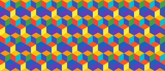 cube seamless texture. 3d isometric background pattern. Geometric illustration