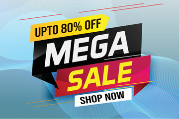 mega sale word concept vector illustration with lines and 3d style, landing page, template, ui, web, mobile app, poster, banner, flyer, background, gift card, coupon, label, wallpaper