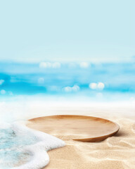 Fototapeta na wymiar Display sea place for products sand sun beach
