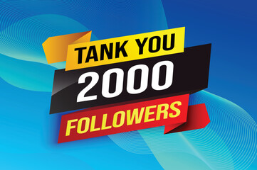 e thank you 2k 2000 followers tag. Banner design template for marketing. Last chance promotion or retail. background banner modern graphic design for store shop, online store, website, landing page