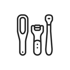 Pedicure instruments color line icon. Isolated vector element.