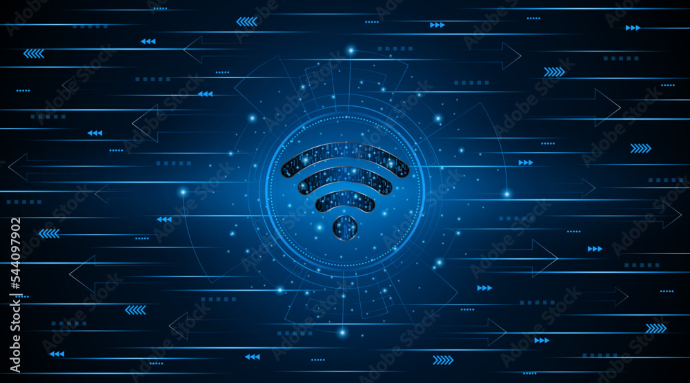 Poster abstract wifi symbol. concept of circuit board technology, internet signal or wireless connection. v