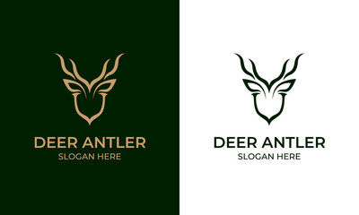 Deer antler logo design and icon inspiration, deer head outline illustration