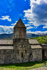 Fototapeta na wymiar Tatev monastery. 8th century, an ancient monastery located in Armenia , Syunik region, Tatev village. May 5, 2019. Armenia.