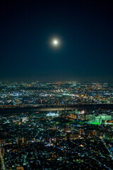 Obraz premium 東京 夜景 上空写真 ビル 