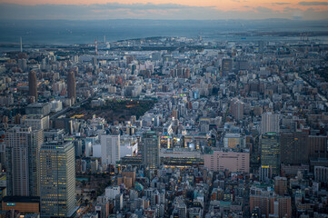 Fototapeta premium 東京 夜景 上空写真 ビル 