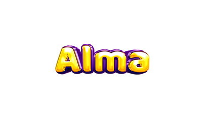 Alma girls name sticker colorful party balloon birthday helium air shiny yellow purple cutout