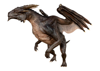 3D Rendering Fairy Tale Dragon on White