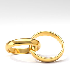 gold wedding rings on a white background.