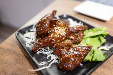 Fried pork liver with black pepper sauce