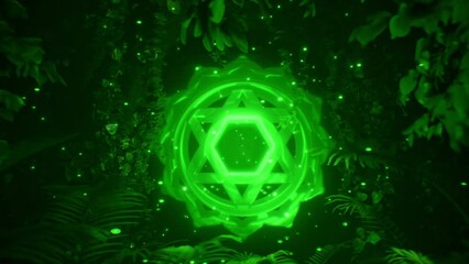 Heart Chakra Anahata green psychedelic spiritual meditate vj loop background hindu energy 3D abstract texture 4k awareness motion art