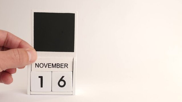 Calendar with the date November 16 and a place for designers. Illustration for an event of a certain date.