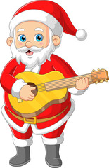 Santa Claus singing and playing guitar
