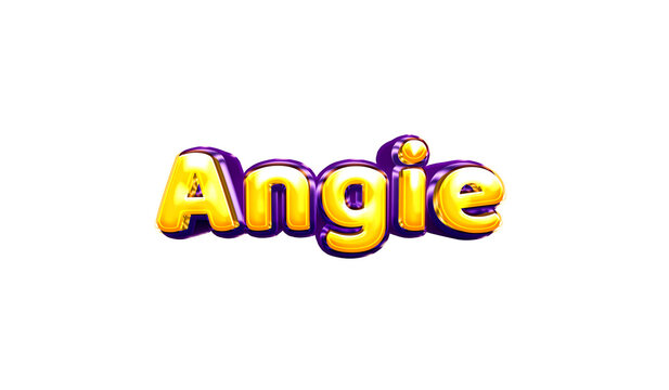 Angie girls name sticker colorful party balloon birthday helium air shiny yellow purple cutout