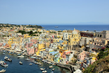 Procida is an island capital of culture 2022. It is in Italy near Naples, Ischia, Capri. It is one of the most beautiful tourist resorts in Italy thanks to the crystal clear sea
