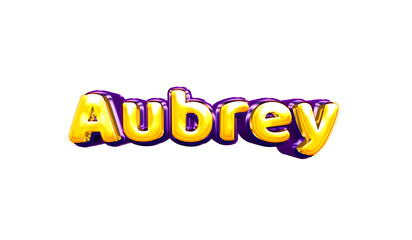 Aubrey girls name sticker colorful party balloon birthday helium air shiny yellow purple cutout