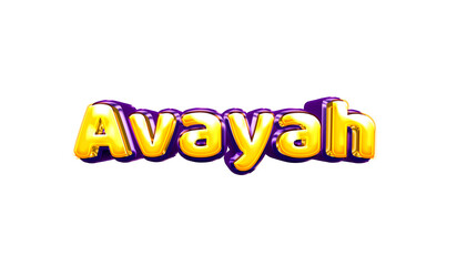 Avayah girls name sticker colorful party balloon birthday helium air shiny yellow purple cutout