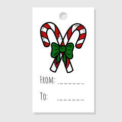 Christmas cute gift tag with doodle vector illustration