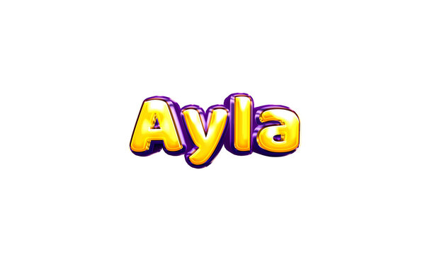 Ayla girls name sticker colorful party balloon birthday helium air shiny yellow purple cutout