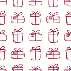 Doodle Christmas and new year vector seamless pattern