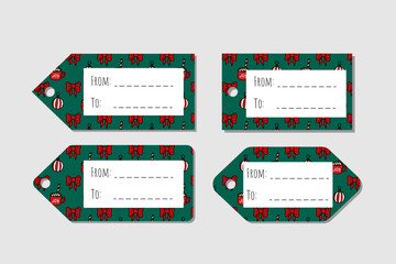Christmas cute gift tag with doodle vector illustration
