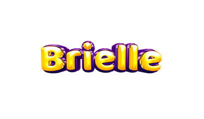 Brielle girls name sticker colorful party balloon birthday helium air shiny yellow purple cutout