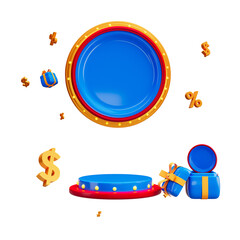 Blank mega offer 3d neon banner with empty podium