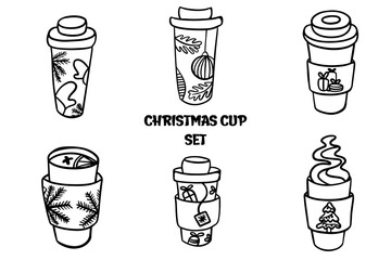 Doodle set of christmas cup to go