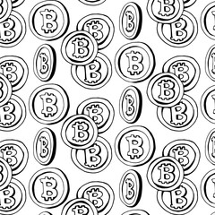 Black and white pattern with bitcoin coin